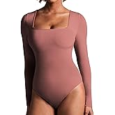 IUGA Long Sleeve Bodysuits for Women Square Neck Bodysuit Shapewear Bodysuit Tummy Control Slimming Body Suit for Womens