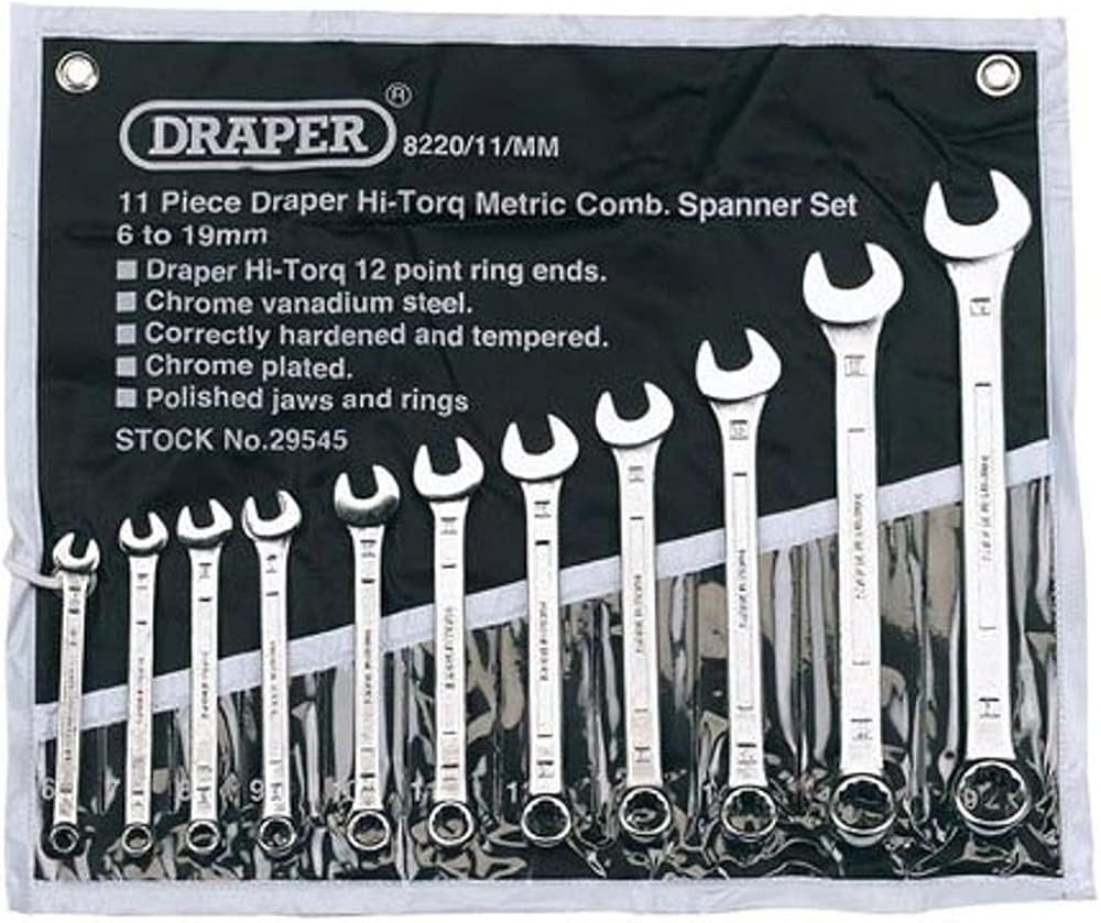 Draper Expert HI-TORQ 6 to 19mm Combination Spanner Set 11 Pc Chrome Vanadium