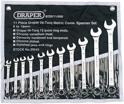 Draper Expert HI-TORQ 6 to 19mm Combination Spanner Set 11 Pc Chrome Vanadium