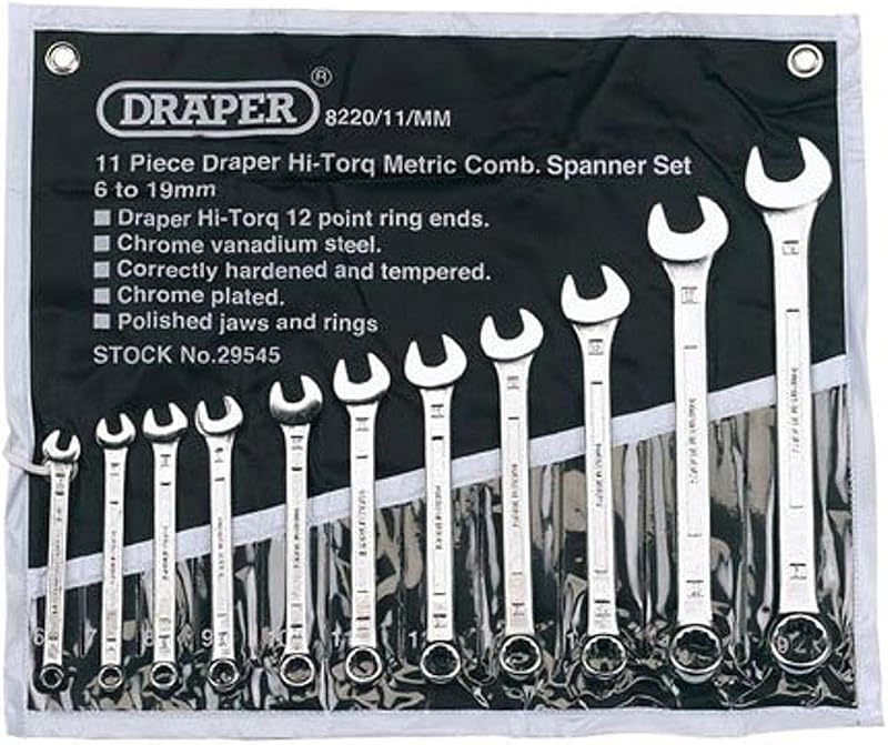 Draper Expert HI-TORQ 6 to 19mm Combination Spanner Set 11 Pc Chrome Vanadium