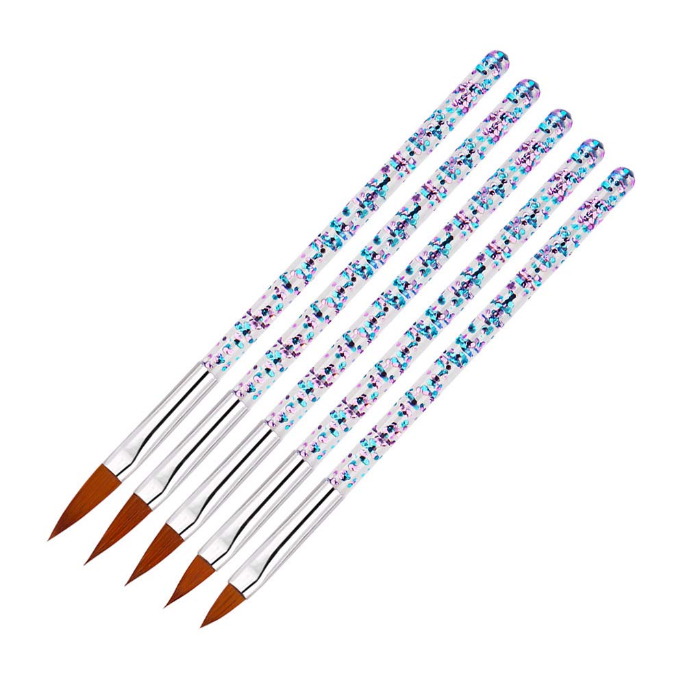 FULINJOY 8 Pcs Nail Art Brush Nail Liner Brush, Acrylic UV Gel Glitter Drawing Painting Brushes Crystal Handle Nylon Hair Carving Flower Pens Nails Tools : Beauty