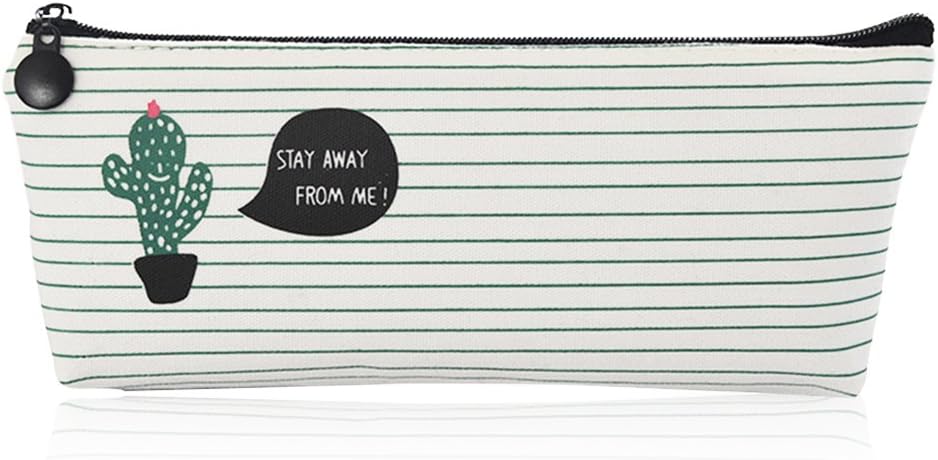 Pencil Bag Linen Pastoral Bandage Case Cute Cacti Pen Zipper Coin Organizer Makeup Cosmetic Pouch Holder (Cactus-1)