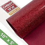 Glitter 10Inx5ft Red Heat Transfer Vinyl Roll(HTV) for T-Shirt Clothing Garment Bags