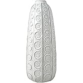 Mikasa White Embossed Dot Textured Ceramic Vase, 6.1x6.1x15.35 Inch