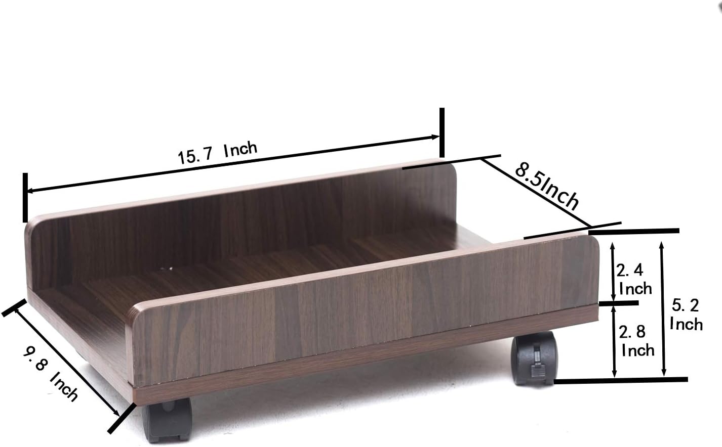Bestier Computer Tower Stand CPU Stand Cart with Protective Sides CPU Holder with 4 Caster Wheels Under Desk (Brown) : Office Products