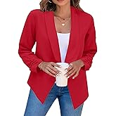 BOFETA Women Lightweight Long Sleeve Blazer Open Front Business Blazer Notched Collar Work Office Blazer
