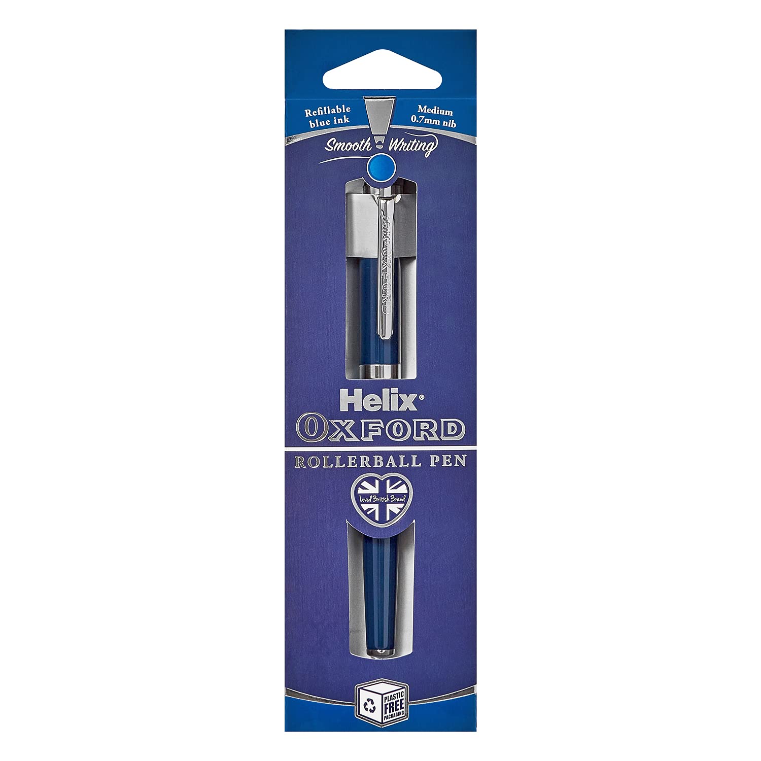 Helix Oxford Premium Rollerball Pen (Blue Ink) with Plastic Free Packaging