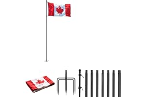 ZMTECH 10 FT Flag Pole with Canadian Flag in Ground, Extra Thick Flag Pole Kit for Yard,Windproof Ground Flag Poles for Outsi