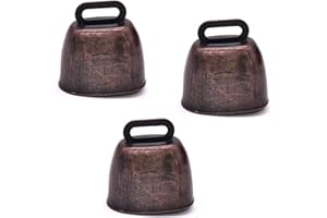 LIFULANDIAN 3Pcs Cattle Farm Animal Copper Super Loud Bronze Bell Cow Horse Sheep Grazing Copper Bells Metal Pet Bells Bronze Bell (Red Copper)