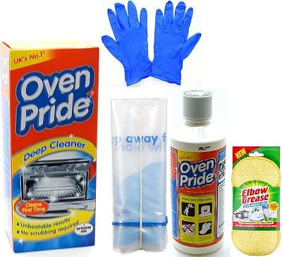 Topest Oven Cleaner 500ml Kit with Gloves, Racks Bags & Scrubbing Pad