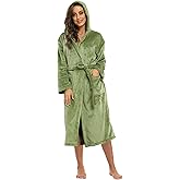 Super Shopping-zone Women's Plush Hooded Bathrobe Winter Warm Robes Soft Fleece Long Robe Luxury Dressing Gown