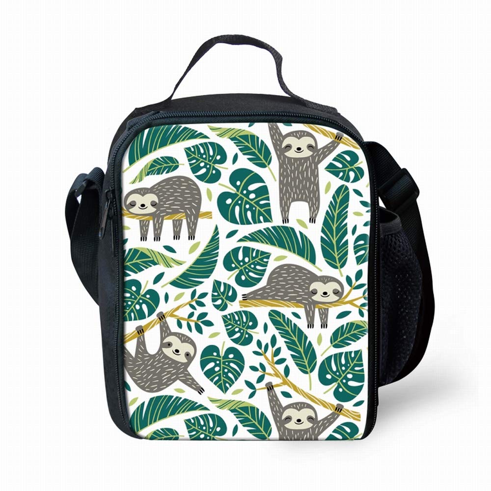 Cute Sloth Print Lunch Bag for School Kids Boys Girls Small Lunch Box Insulated Lunch Container with Adjustable & Removable Tote Bag — image 1