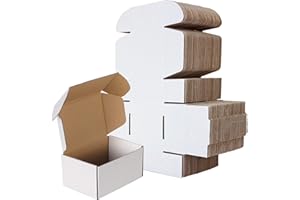 RLAVBL 6x4x3 Shipping Boxes Set of 50, White Small Corrugated Cardboard Box, Mailer Box