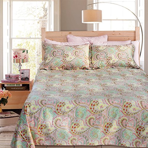 FADFAY 4 Piece Pink Paisley Bed Sheet Set Luxury Bedding Sets Designer