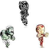 Doyafer 925 Sterling Silver Charms Cool Man Black Leopard, Red man Beads For Women Bracelets Necklace 3 Piece/Package (Charm Set- A)