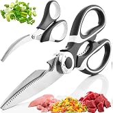 Heavy Duty Kitchen Shears, Stainless Steel Multi-Purpose Kitchen Scissors with Bottle Opener &amp; Nut Cracker, Dishwasher Safe, 2 Pack