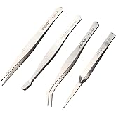 FEITA Professional Craft Tweezers Stainless Steel Precision Tweezer Set for Hobby, Electronics, Model Making, Jewelry Picking