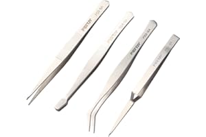 FEITA Professional Craft Tweezers Stainless Steel Precision Tweezer Set for Hobby, Electronics, Model Making, Jewelry Picking