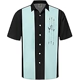 Hardaddy Men's Vintage Bowling Shirt Short Sleeve Button Down Hawaiian Summer Beach Printed Casual Shirts