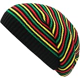 Unisex Jamaica Reggae Rainbow Stripes Oversized Slouch Winter Rasta Slinky Beanie