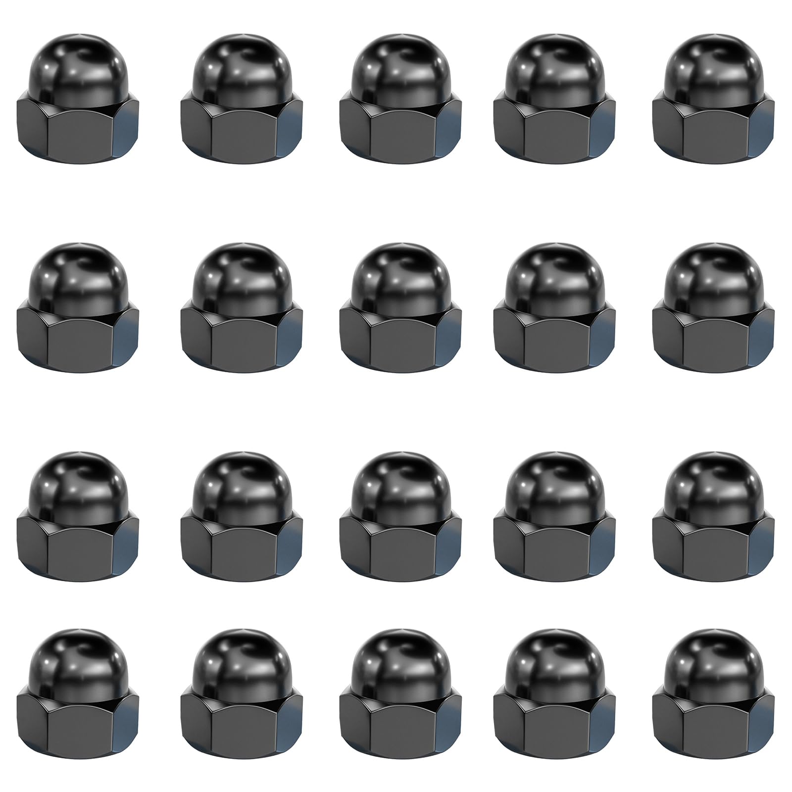 20Pcs Black Stainless Steel Cap Nuts,Nut Caps,Hex Cap Nuts,Dome Hex Cap Nuts for M6