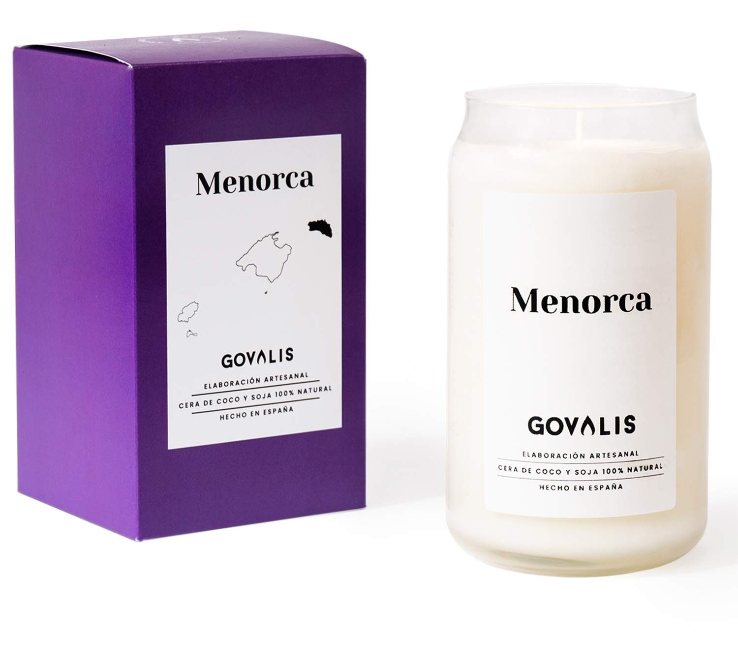 GOVALIS Menorca Scented Candle | 100% Natural Soy Wax | 100 Hours, Large Scented Candle in Glass, Travel Memories of Menorca, Original Gifts for Friends, Decoration, Yoga, Bedroom, Bathroom