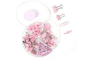 Acouto Assorted Clips Supplies Set Clips Assorted Multifunction Push Pins Sets with Box for School Document Supplies (Pinkish