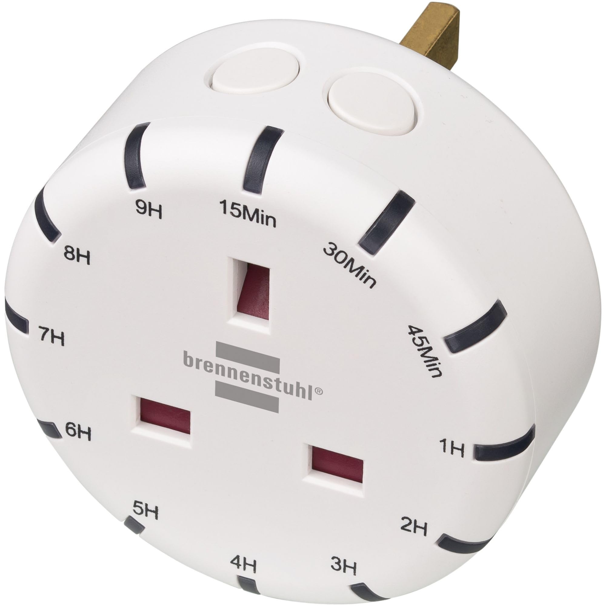 Brennenstuhl Digital Countdown Timer Plug Socket with LED Display - Adjustable in 12 Steps, Indoor Use, Contact Protection