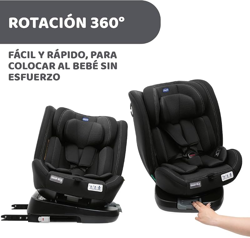 Unico Evo I-Size, Kindersitz 0-36 Kg, für Kinder von 40 bis 150 cm, homologiert ECE R129/03, Isofix 360° drehbar und neigbar, Gruppe 0+/1/2/3 von 0 bis 12 Jahren, Schwarz