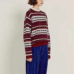 Women Y2K Argyle Striped Pullover Sweater Casual
