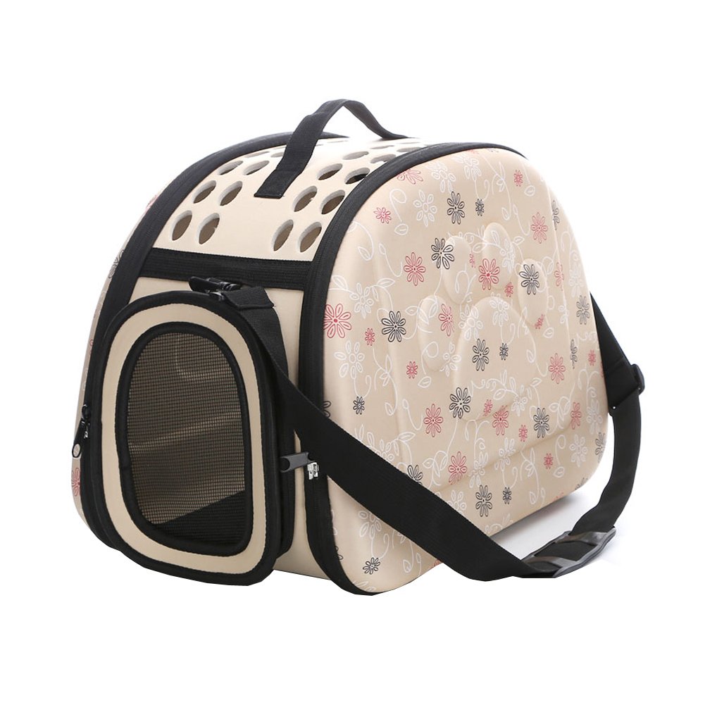 Yimidear Breathable Folding Outdoor Pet bag for Dog Cat Comfort Travel Medium Size Pet Carrier (Beige)