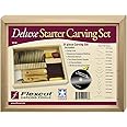 FLEXCUT Carving Tools Deluxe Starter Carving Set SK108 | 21 Piece Woodworking Tools Set | Includes 16 Carving Blades, Cutting Knife, 2 Quick Connect Handles & DVD | 1095 High Carbon Steel Blades