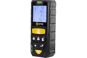 GTSE Laser Distance Meter 50M/164ft, 2 Bubble Levels, Portable Digital Distance Measure Tool, LCD Display (Battery Included)
