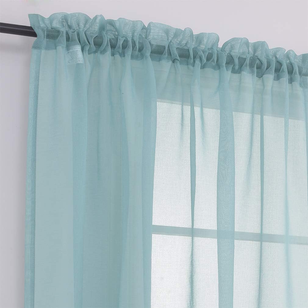 MYSTIC-HOME Sheer Curtains 84 Inches Long, Rod Pocket Sheer Drapes for Living Room, Bedroom, 2 Panels, 52