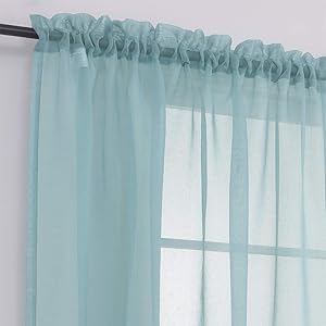 MYSTIC-HOME Sheer Curtains 84 Inches Long, Rod Pocket Sheer Drapes for Living Room, Bedroom, 2 Panels, 52