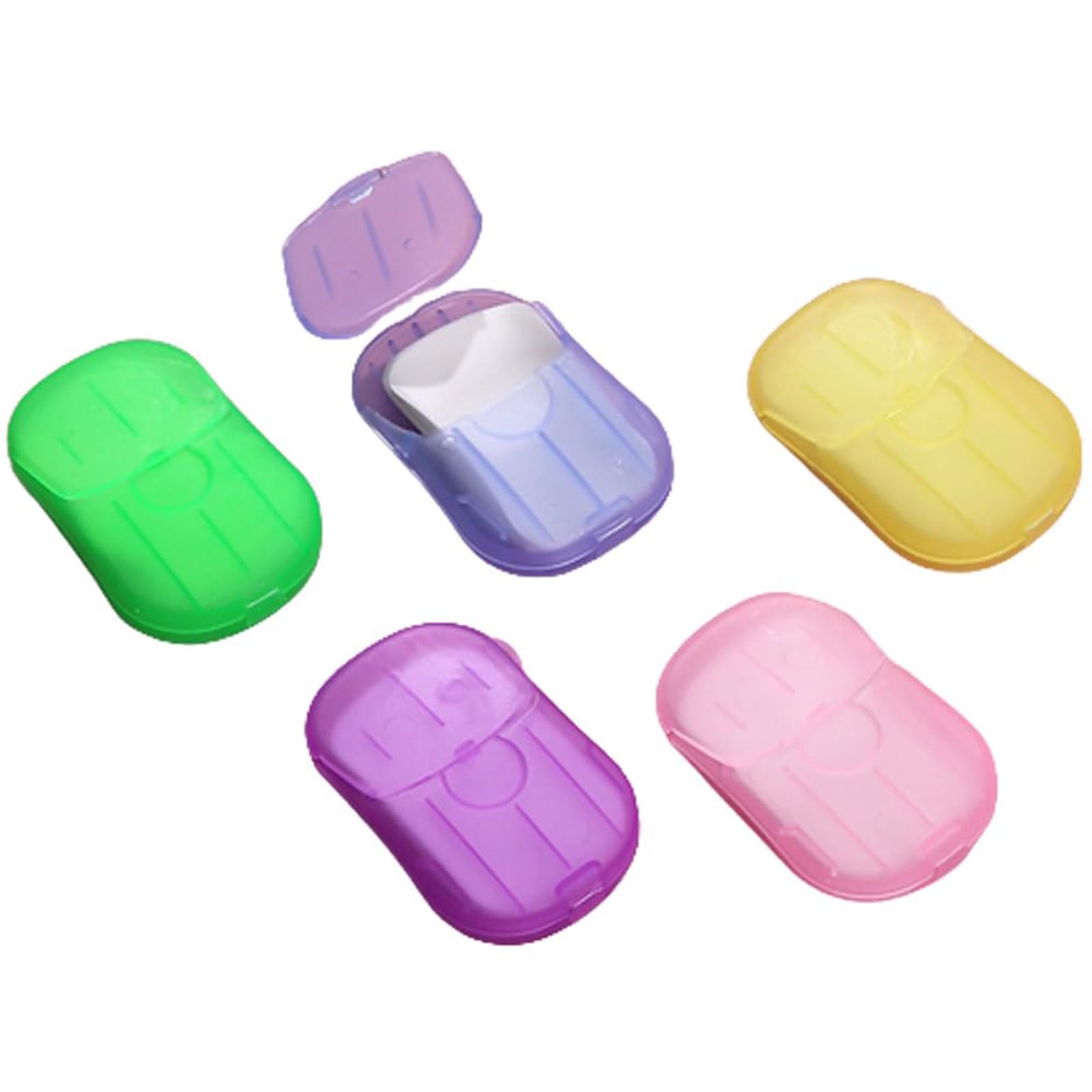 BYHKLW 5 Boxes Portable Hand Soap Flakes Disposable Paper Soap Mini Scented Slice Sheets with Storage Box Paper Soap Sheets for Hand Washing Foaming Paper Soap Flakes for Travel Outdoor Hand Washing