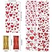 Blulu 100 Pieces Valentines Party Treat Bags Mixed Heart Print Pattern Cellophane Plastic Goodie Candy Gift Favor Bags with 200 Pieces Gold and Red Twist Ties for Valentine's Day Party Decorations