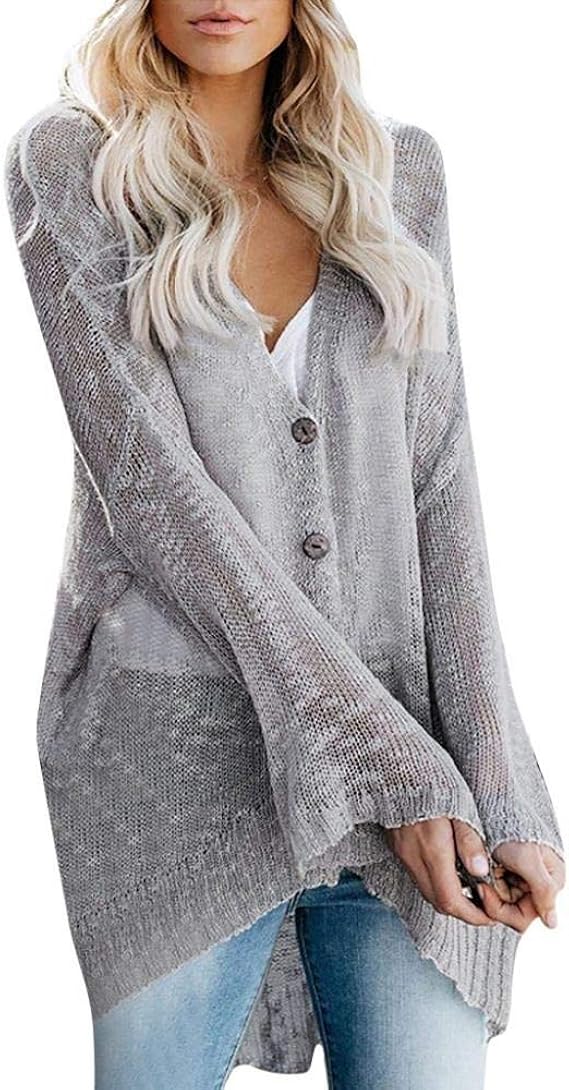 Womens Coat, SHOBDW Ladies Pure Color Flare Sleeve Button Cardigan