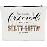 NBIAN 65th Birthday Gifts for Women, 65 Year Old Birthday Gifts Ideas, Friendship Gifts Cosmetic Bag, 65th Birthday Party Favors for Anniversary, Turning 65 Gifts for Grandma Mom Leopard Makeup Bag