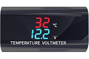 Car Motorcycle Waterproof 12V Voltmeter Thermometer 0.28 Inch Displa Voltage Temperature Meter Monitor Cable Tester