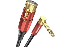 SOUNDFAM XLR Female to 1/4 Inch 90 Degree Right Angle 6.35mm TRS to XLR Female Balanced Interconnect Cable for Guitar, Subwoofer, Mixer, Microphone(6Feet/2M)