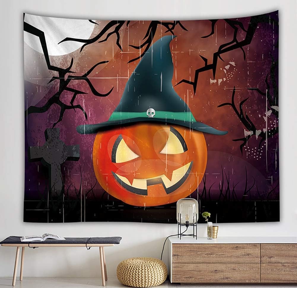 Amazon タペストリー ハロウィンスリラータペストリーホリデーデコレーションハンギング塗装恐怖死神カボチャのランタンパターン Color Style4 Size 230 150cm アートフレーム ポスター オンライン通販