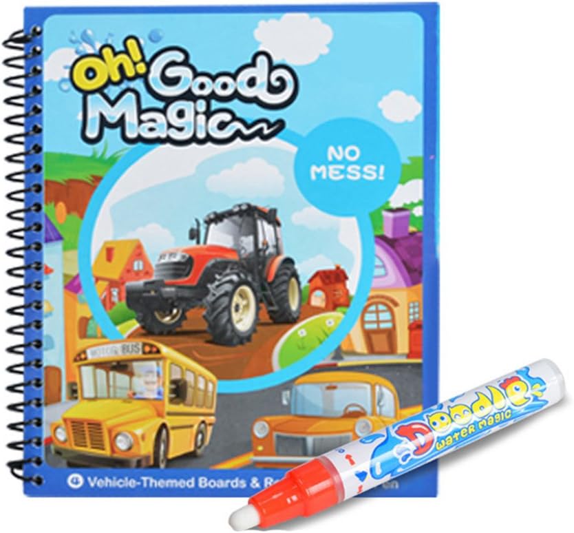 Zantec Drawing Books Children Magical Water Coloring Books Brush Set Drawing Books Gifts for Kids Traffic car