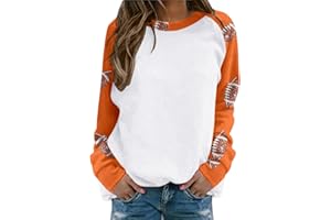 womola Game Day Sweatshirt for Women 2024 Fall Fashion Football Graphic Print Shirts Long Sleeve Pullover Sweatshirts