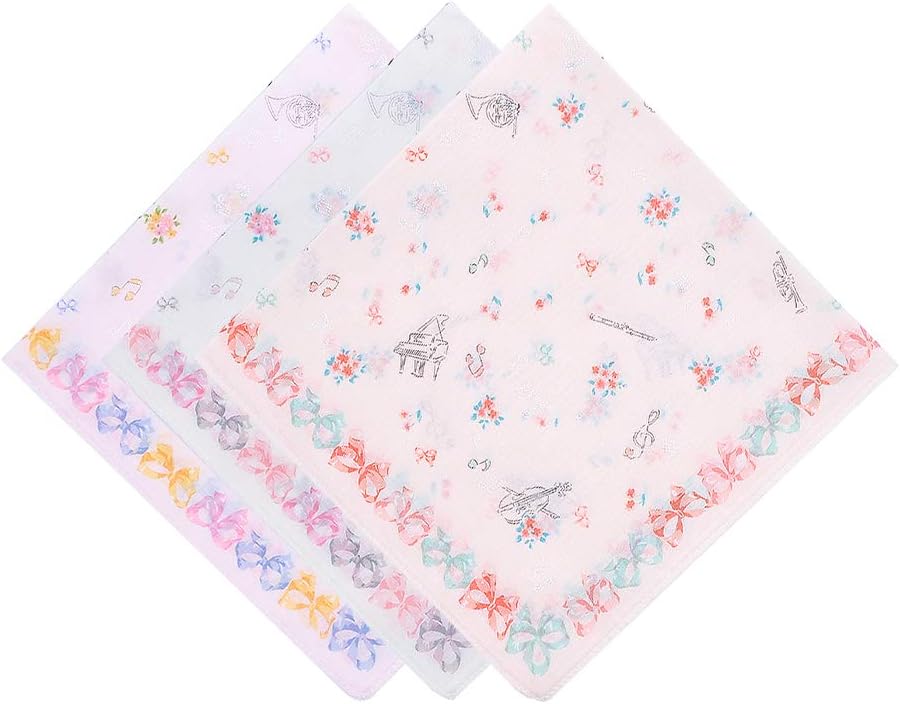 New Cotton Handkerchiefs for Ladies Women with Cute Pattern, 3 Pieces Gift Set
