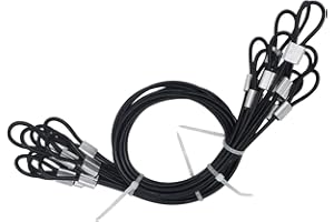 Bytiyar 1/8"(3mm) Wire Diam Stainless Steel Cable Eyelets Loops Short Rope Lanyard Safety Tether Chain Lock with Vinyl Coated Cover, 10Pcs 20" Long Black