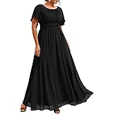 Ever-Pretty Plus Elegant Formal Dresses for Curvy Women Round Neck Short Sleeves Chiffon Bridesmaid Mother of The Bride Dress