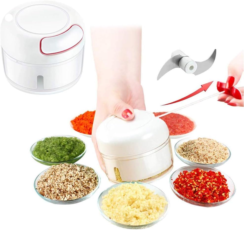Manual Food Chopper, Mini Hand Pull Food Processor Garlic Press Mincer
