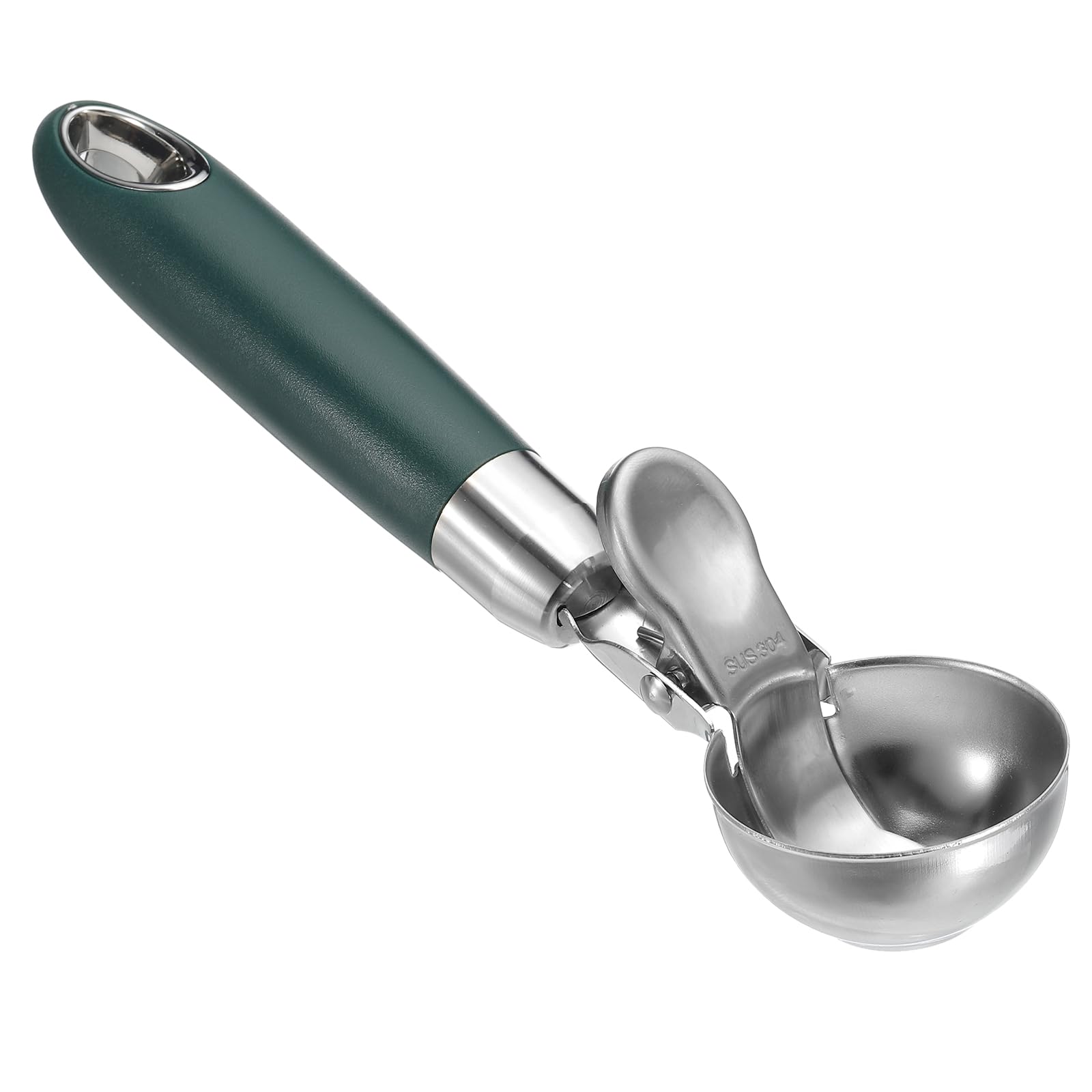 PATIKIL 4 Ounce Ice Cream Scoop with Trigger, Stainless Steel Portion Cookie Scoop with Thumb Trigger for Cookie Dough Cupcake Batter Baking, Green