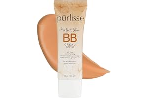 pūrlisse Perfect Glow BB Cream with SPF 30 - Matte Meets Dewy Finish - Enriched with Goji & Hawthorn Berry to Help Improve Skin Texture & Radiance - Medium Tan (1.4 oz)